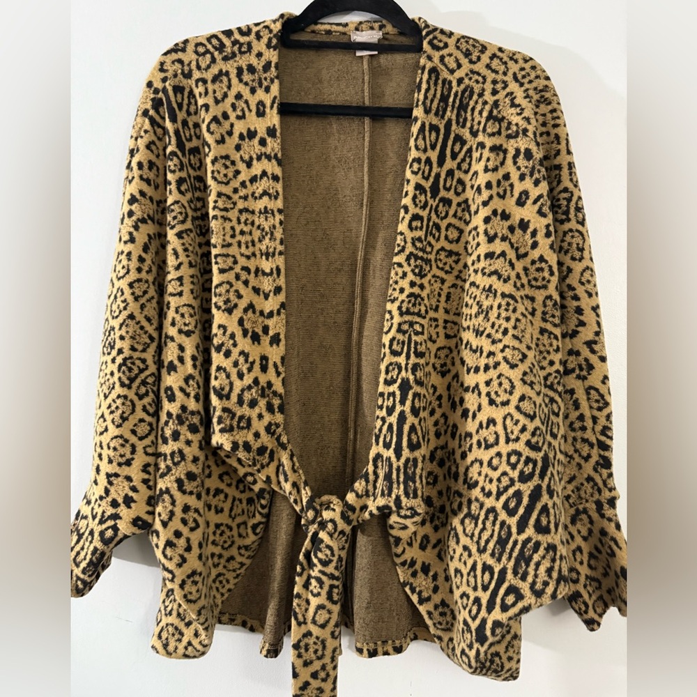 Chico's Leopard Print Tie-Front Poncho